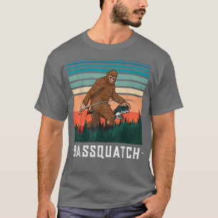 ビッグフット魚釣りおもしろいサスカッチアンドフィッシュナイトフィス Tシャツ