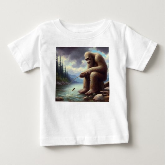 ビッグフット魚釣り ベビーTシャツ (正面)