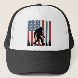 ビッグフット アメリカ国旗 ヴィンテージ ベクター Tシャツ デザイン キャップ