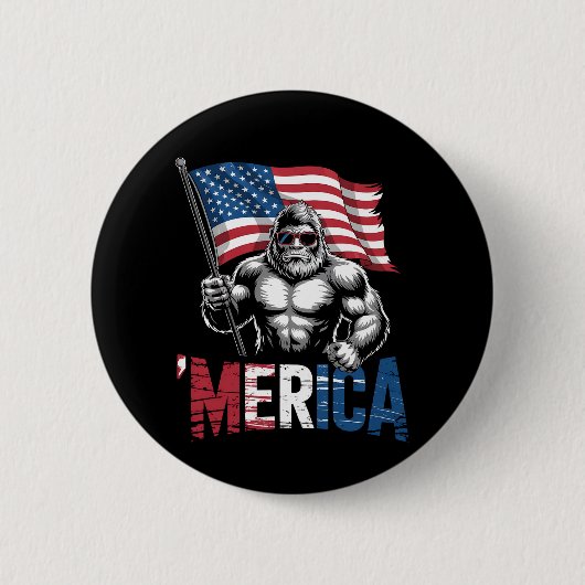 ビッグフット アメリカ国旗 愛国 独立記念日 缶バッジ (正面)