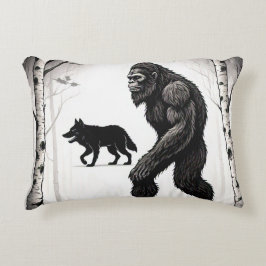 ビッグフット、ウルフと樺の木ツリーフォレスト アクセントクッション