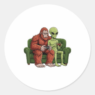ビッグフット エイリアン ビデオゲーム ゲーミング サスカッチ UFO 男性 ラウンドシール