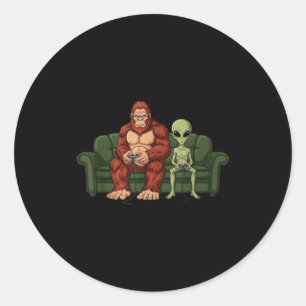 ビッグフット エイリアン ビデオゲーム ゲーミング サスカッチ UFO 男性 ラウンドシール