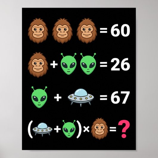 ビッグフット エイリアン UFO 代数方程式 ウイルス性 6 7 ミーム ポスター (正面)