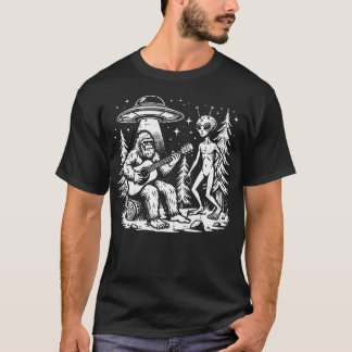ビッグフット ギター エイリアン UFO キャンプ 女性用 M Tシャツ
