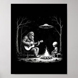 ビッグフット ギター Tシャツ キャンプファイヤー エイリアン UFO キャンピング サスカッチ ポスター