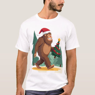 ビッグフット クリスマスツリー サンタ帽子 (2) Tシャツ