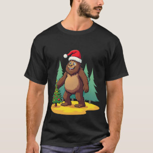ビッグフット クリスマスツリー サンタ帽子 (2) Tシャツ