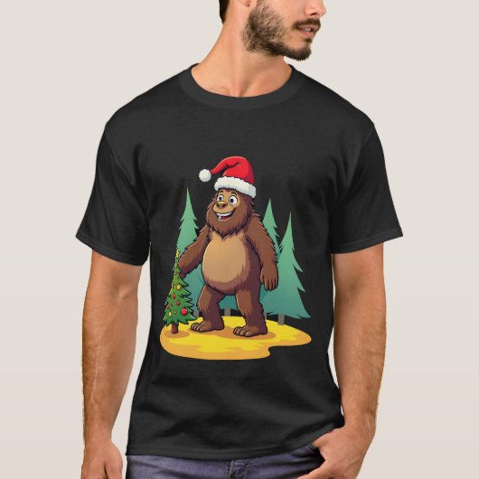ビッグフット クリスマスツリー サンタ帽子 (2) Tシャツ (正面)