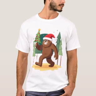 ビッグフット クリスマスツリー サンタ帽子 (4) Tシャツ
