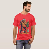 ビッグフット クリスマスツリー サンタ帽子 Tシャツ (正面フル)