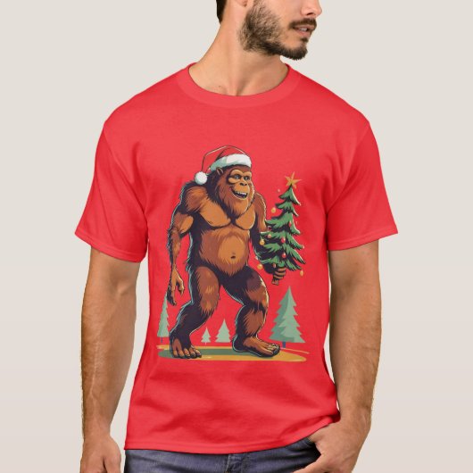 ビッグフット クリスマスツリー サンタ帽子 Tシャツ (正面)