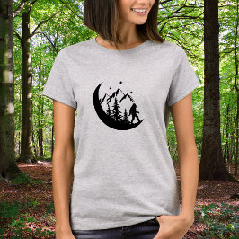 ビッグフット サスカッチ スクウォッチー 森林 山 月 Tシャツ