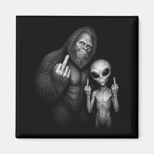 ビッグフット サスカッチ 宇宙人 中指 マグネット (正面)