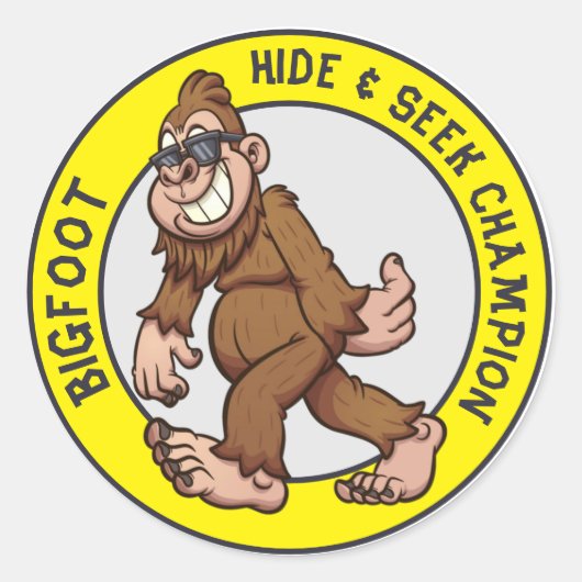 ビッグフット |サスカッチ（編集可能）クラシックラウンドスティック ラウンドシール (正面)