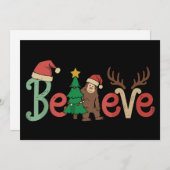 ビッグフット・サスクワッチ・サンタ・トナカイ・クリスマスを信じろ シーズンカード (正面/裏面)