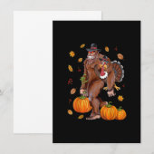 ビッグフット・サスクワッチ・ターキー・パンプキン　ハッピー・サンクスギビン 招待状 (正面/裏面)