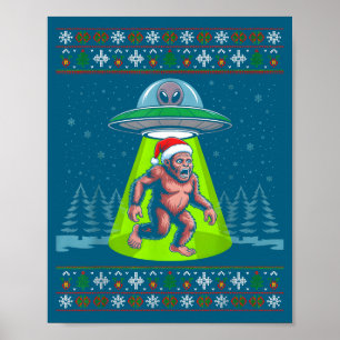 ビッグフット サンタ UFO サスカッチ クリスマス おもしろい ださい セーター ポスター
