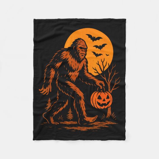 ビッグフット ハロウィン サスクワッチ ジャック・オ・ランタン フリースブランケット (正面)