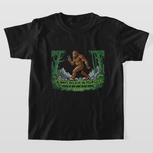 ビッグフット ピースサイン 自分を信じて サスカッチ Tシャツ (レイダウン)