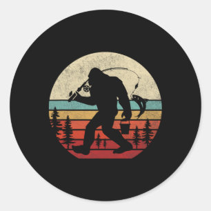 ビッグフット フィッシング おもしろ レトロ サスカッチ お父さん メンズ キッズ ラウンドシール
