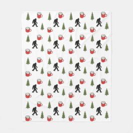 ビッグフット、ホットココア、松の木、アウトドア フリースブランケット