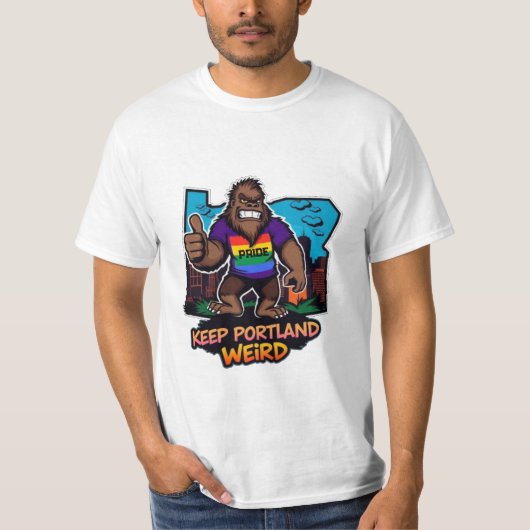 ビッグフット ポートランドを不思議に Tシャツ (正面)