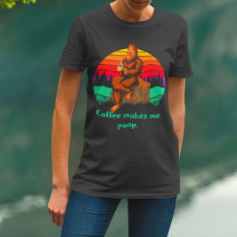 ビッグフット モーニングコーヒーでおならが出る おもしろデザイン Tシャツ
