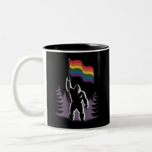 ビッグフット ロックオン LGBTQ プログレッシブ 新しい プライド フラッグ ツートーンマグカップ