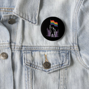 ビッグフット・ロック・オン LGBTQ プログレッシブ・ニュー・プライド・フラッグ 缶バッジ
