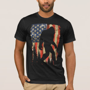ビッグフット 信じる サスカッチ アメリカ USA フラッグ Tシャツ