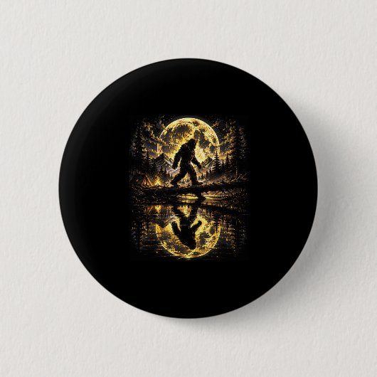 ビッグフット 月明かり 森林 反射 アドベンチャー 缶バッジ (正面)
