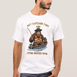 ビッグフット 釣りと飲酒 Tシャツ
