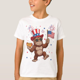 ビッグフット 7月4日 愛国ロケットと花火 Tシャツ