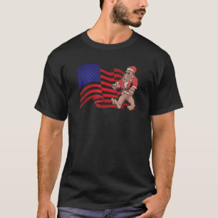 ビッグフットSanta Clausクリスマス愛国国旗アメリ Tシャツ