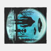 ビッグフットUFOエイリアン フリースブランケット (正面(横))