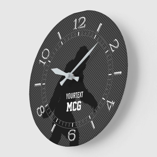 ビッグフパーソナライズされたットブラックシルエットカーボンスタイル ラージ壁時計 (傾斜)