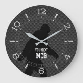 ビッグフパーソナライズされたットブラックシルエットカーボンスタイル ラージ壁時計 (正面)