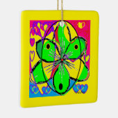 ビッグフラワーにサインされたオリジナルアートデザインかわいらし非常に セラミックオーナメント (右)