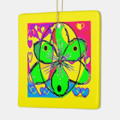 ビッグフラワーにサインされたオリジナルアートデザインかわいらし非常に セラミックオーナメント (左)