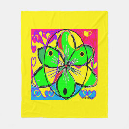 ビッグフラワーにサインされたオリジナルアートデザインかわいらし非常に フリースブランケット