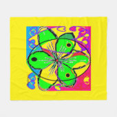 ビッグフラワーにサインされたオリジナルアートデザインかわいらし非常に フリースブランケット (正面(横))