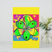 ビッグフラワーにサインされたオリジナルアートデザインかわいらし非常に 便箋 (スタンド正面)