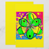 ビッグフラワーにサインされたオリジナルアートデザインかわいらし非常に 便箋 (正面/裏面)