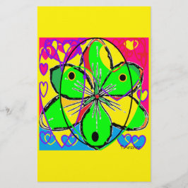 ビッグフラワーにサインされたオリジナルアートデザインかわいらし非常に 便箋