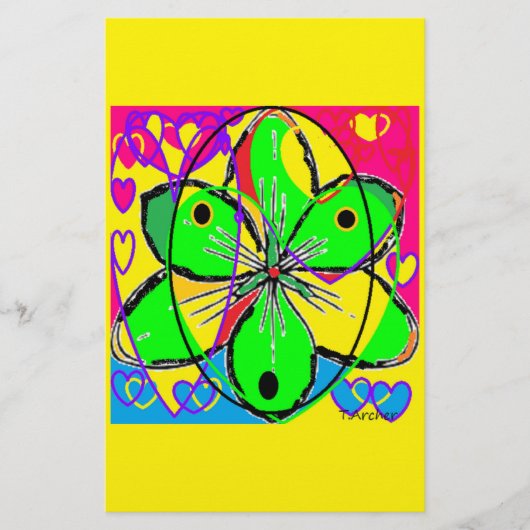 ビッグフラワーにサインされたオリジナルアートデザインかわいらし非常に 便箋 (正面)