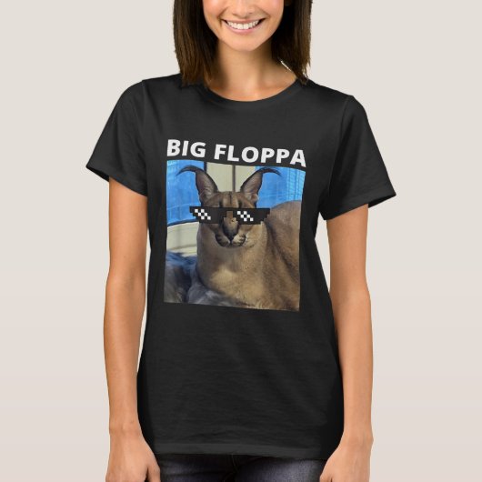 ビッグフロッパミーム猫 Tシャツ (正面)