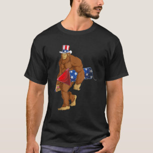 ビッグフートアンクルサムハットサスカッチUSAフラグFoth 4t Tシャツ