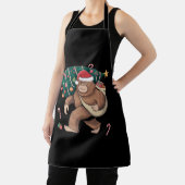 ビッグフートクリスマスツリーライトクリスマスサスカッチ恋人 エプロン (インサイチュ)
