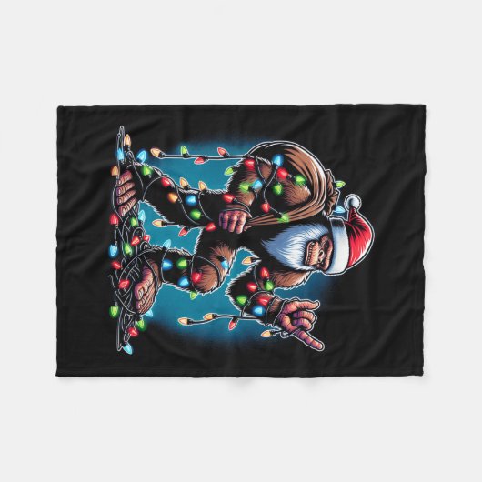 ビッグフートクリスマスツリーライトクリスマスボーイズメンサスクア フリースブランケット (正面(横))